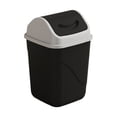 thumbnail image 2 of Floleo 13.7 Inch Swing Top Trash Can, Small Bathroom Office Garbage Bin with Lid, Odor Control Kitchen Wastebasket for Home, Black Plastic Step Can 5 Gallon, 2 of 6