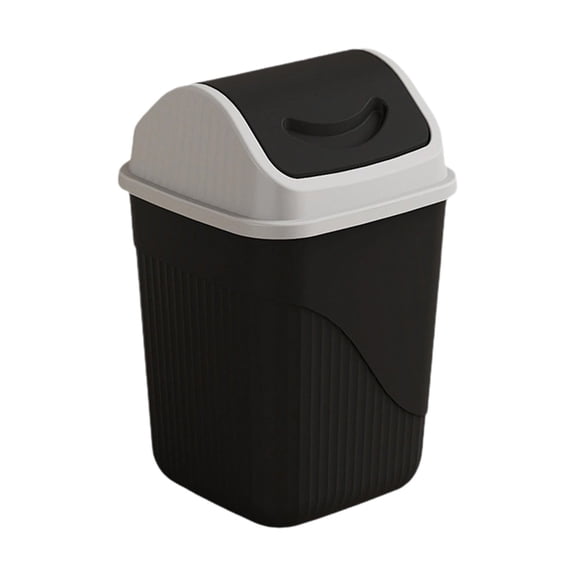 chaungfeng Large Waste Bin with Lid, Waste Bin Made of Robust Plastic, Waste Bin with Removable Swing Lid for Office, Bathroom, Kitchen, 9 x 9 x 13.7inches, Black