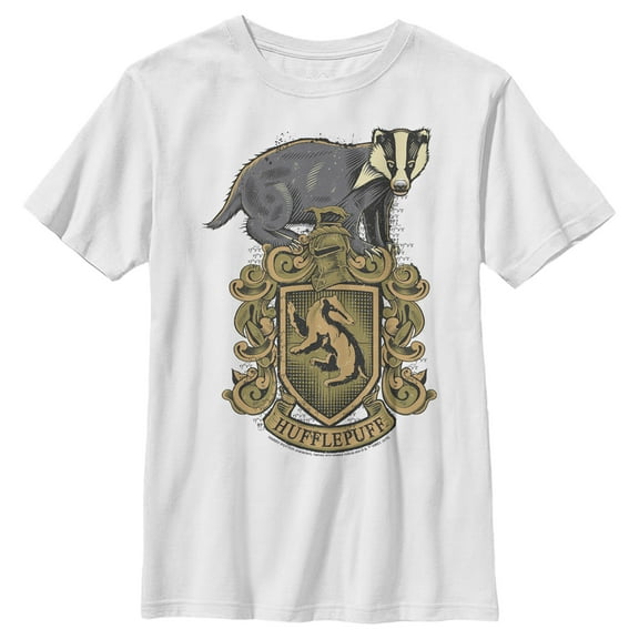 Boy's Harry Potter Hufflepuff Crest  Graphic Tee White Large