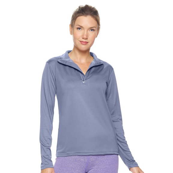 Expert Brand Women's Drimax Dri Fit Athletic Quarter Zipper Training Jacket, Steel, Large
