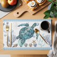 thumbnail image 2 of Coastal Turtle Placemats Set of 6, Nautical Starfish Coral Jellyfish Stripes Placemats for Dining Table, Place Mats for Kitchen Tabletop, Waterproof Wipeable Dining Table Mats Set, 2 of 9