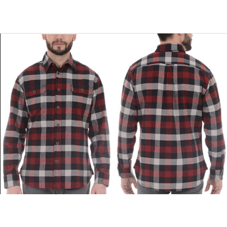 J.A.C.H.S Men’s Brawny Flannel Shirt (XLT, Red/Black) -