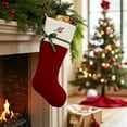 thumbnail image 2 of Personalization Mall Winter Classic Initial Quilted Stockings with Bow, Burgundy, 2 of 4
