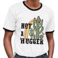 thumbnail image 2 of Not a Hugger Ringer Tee Shirt Unisex X-Large White/Black, 2 of 5