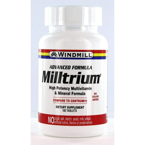 Windmill Comparables Milltrium High Potency Multivitamin And Mineral Formula Tablets, 100 Ea