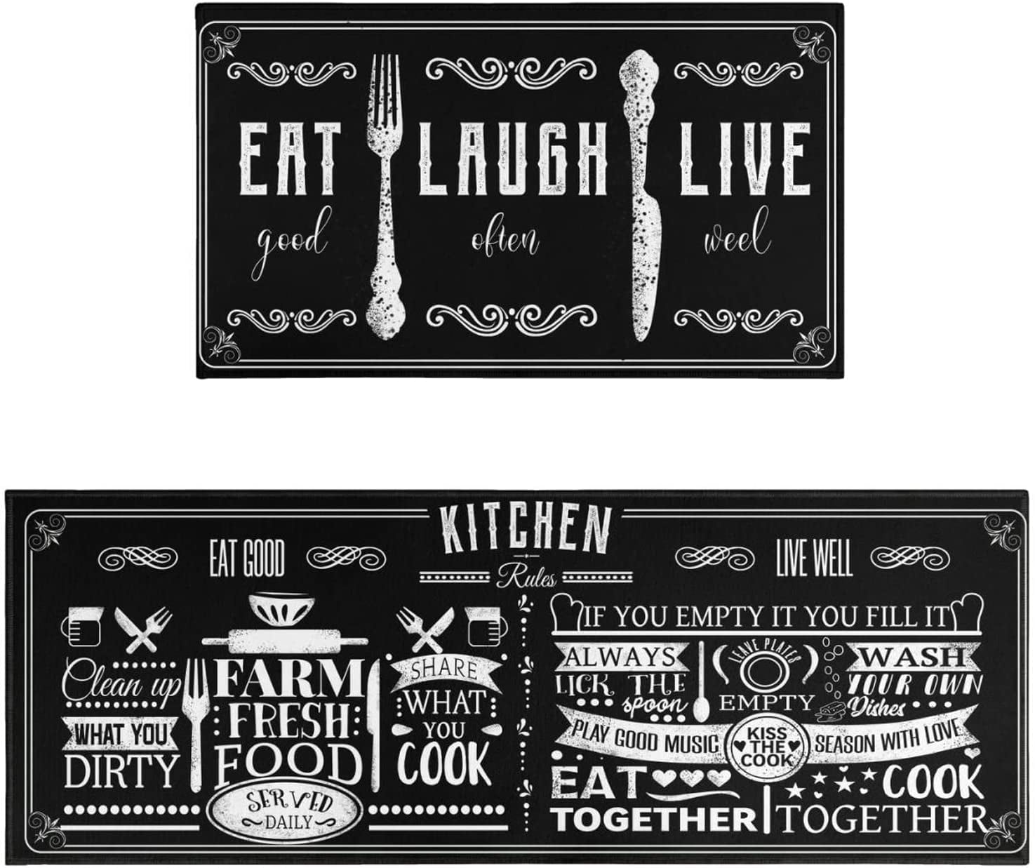 Funny Kitchen Rugs and Mats for Floor 2 Piece Set NonSlip Kitchen