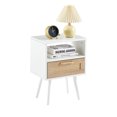thumbnail image 6 of Algherohein Set of 2 Rattan White Finish Wood Nightstands 1 Drawer with Socket USB for Bedroom,Adult, 6 of 8
