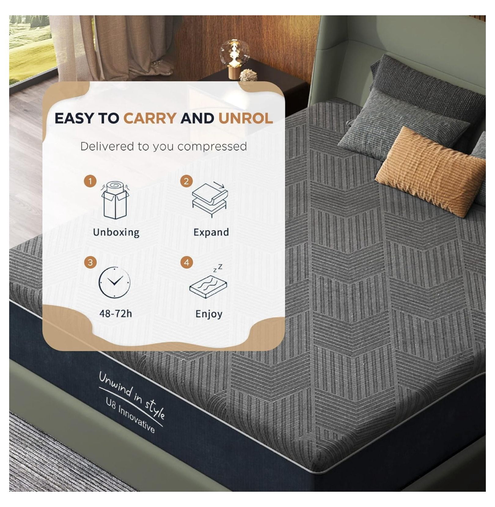10 Inch Gel Memory Foam Mattress Twin Size, Medium Firm Pressure Relief, Certified, with Removable Washable Cover, Mattress in a Box