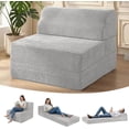 thumbnail image 1 of Sofá cama plegable con almohada, espuma viscoelástica, silla convertible con funda lavable, futón para sala de estar, recámara, uso de invitados, oficina en casa, departamento, color gris, 1 of 4