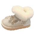 thumbnail image 5 of Girls Snow Boots Sparkly Rhinestone Butterfly Platform Winter Ankle Booties Slip on Plush Furry Lined Warm Boots 13 Little Kid Beige, 5 of 5