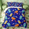 thumbnail image 2 of Manfei Space Astronaut Dino Wildlife Quilt King,Neon Stars King Coverlet Set,Blue Orange,3-Piece,1 Bedspread and 2 Pillowcases, 2 of 7