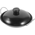 thumbnail image 2 of LEEYNEER Wok Rond en Acier Inoxydable Noir 1 Pcs Accessoire de Cuisine Intérieur, 2 of 5