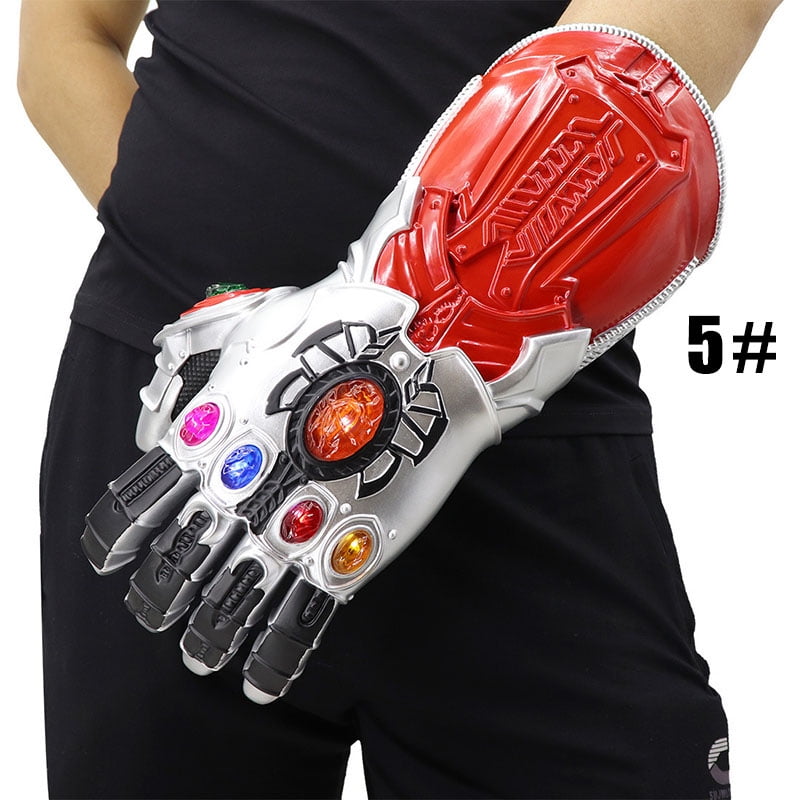 Avengers 4 Endgame Iron Man LED Infinity Gauntlet Gloves Arm Thanos Latex Cos 