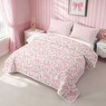thumbnail image 3 of Erosebridal Pink Leopard Satin Bow Twin Quilt Set for Girls, Girly Cheetah Animal Print Twin Coverlet Set, 2 Pieces 1 Bedspread and 1 Pillowcase, 3 of 7