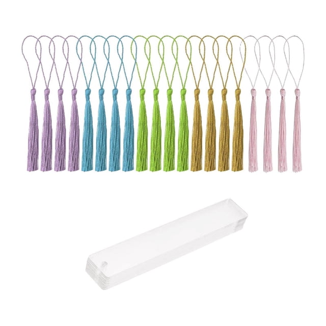 pitrice 20x Marque-Pages Acryliques avec Pompons Marqueurs de Lecture pour Adultes 15cmx2.5cm