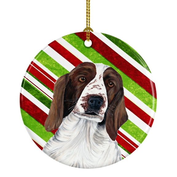 Welsh Springer Spaniel Candy Cane Holiday Christmas Ceramic Ornament SC9340