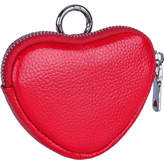 Vjnyvs Coin Purse Leather Zipper Wallet Heart Shaped Wallet With Keychain Wrist Bag Hand Bag Coin Organizer Change Holder Card Case Makeup Organizer For Women