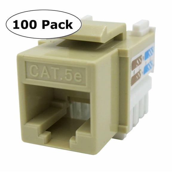 100 Lot CNAweb Cat5e RJ45 Modular Keystone Network Jack, 110 Style, Ivory