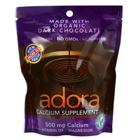 Adora Calcium Supplement, 500mg, Dark Chocolate, 30 (Best Mineral Supplements For Men)