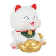 Japanese Resin Cat Figurine: Maneki Neko Statues Desktop Cat Auspicious Wealth Sculpture