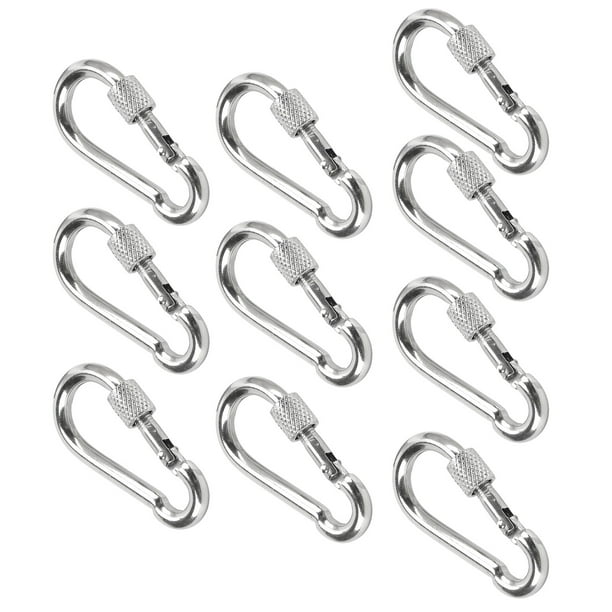 10Pcs Snap Hook Stainless Steel Spring Carabiner Safety Rope Hanging Buckle  Accessories 