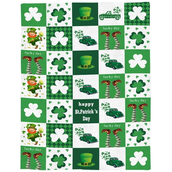 Lucky Shamrocks Blankets, Happy St. Patrick's Day Blanket, 30x40in Fleece Blanket