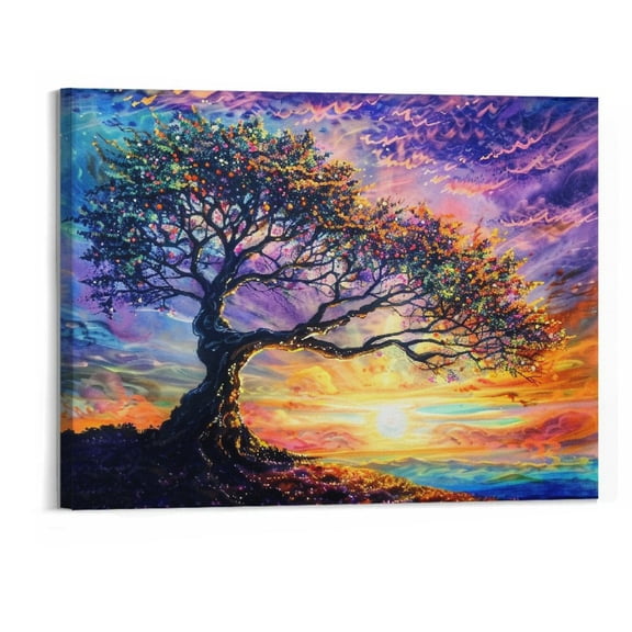 BCIIG Wall Art Tree of  Large Landscape Canvas Artwork Picture Modern Canvas Painting Artwork Canvas Prints Wall Decoration for Living Room Bedroom Office Home Wall Decor  Ready to Hang  20"x16"