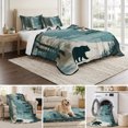 thumbnail image 6 of Quilts Queen Size Bedding Set, Forest Bear Snowy Lightweight Quilted Comforter, Teal White Mountain Pine Trees Soft Reversible Bedspread Coverlet with Pillow Covers for All Season, 90" x 96", 6 of 9