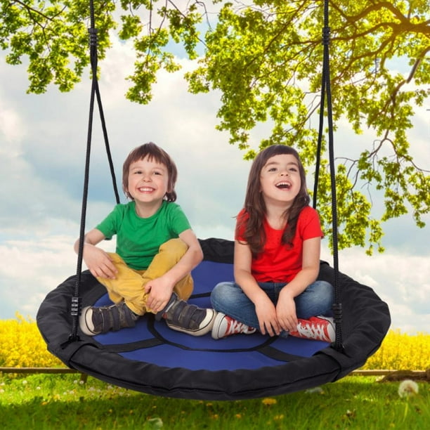 Clearance Saucer Tree Swing 40 Heavy Duty Extra Large Round Swing 440lb Weight Capacity Waterproof Yard Swings Set For Kids And Adults Blue Walmart Com Walmart Com
