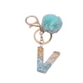 thumbnail image 1 of Flmtop Letter Pendant Plush Ball Key Chain Resin Sequin Buckle Keyring Holder Charm Decoration, 1 of 10