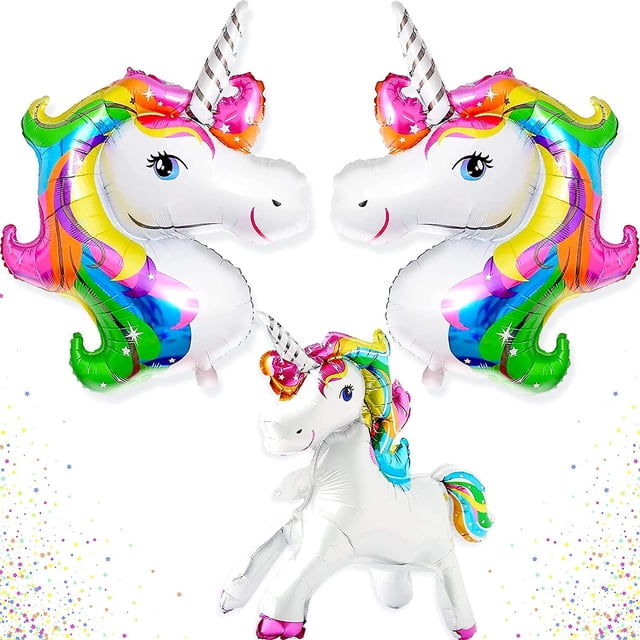 Globos De Unicornio Arcoíris De 100 Cm Para Otra Decoración De Jardín - Paquete De 3 - Lindos Globos De Unicornio Independientes De 55 Cm Para Decoraciones De Cumpleaños De Niñas