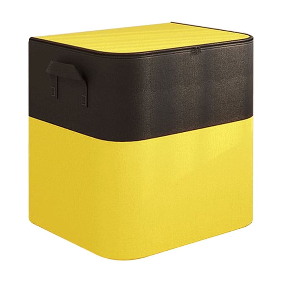 90L Storage Bins with Zippered Lid, Collapsible Fabric Closet Organizers with Steel Frame, Breathable Non-Woven Boxes for Clothes Bedding Comforters, Black-Yellow