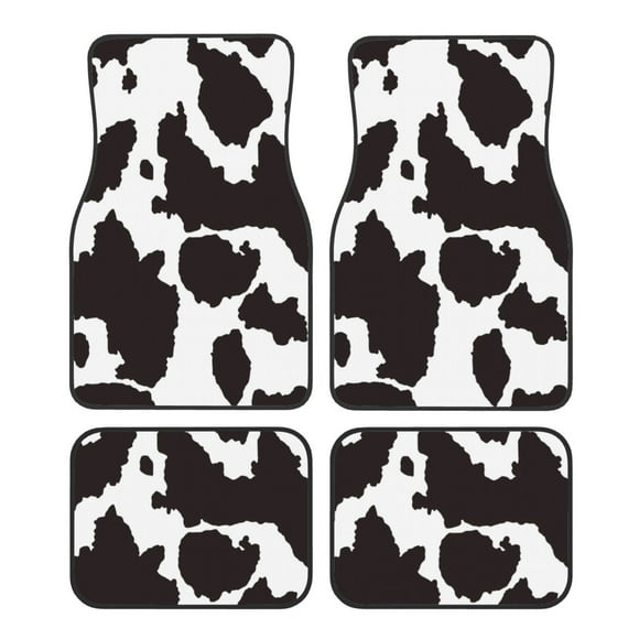 Fotbe Cow Skin 2 Juego de 4 Tapetes para Auto con Estampado – Alfombrillas de Goma Reforzada, Diseño Antideslizante, Protección para Todo el Año – Vehículos, Autos, Camionetas y SUVs