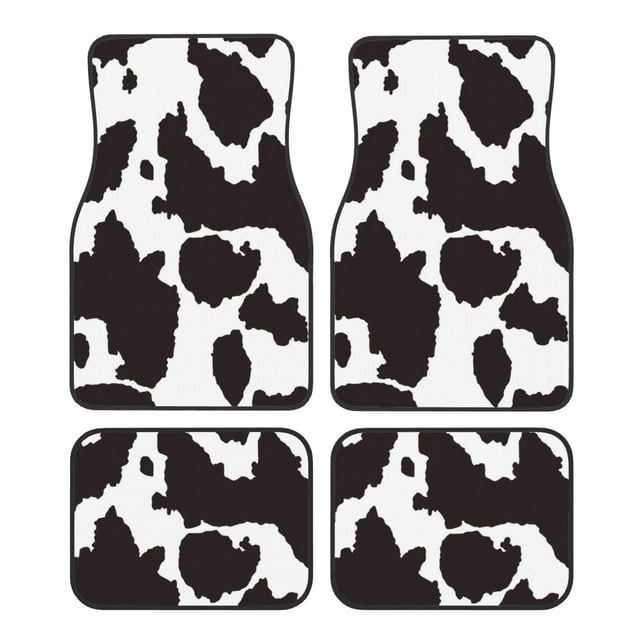 Fotbe Cow Skin 2 Juego de 4 Tapetes para Auto con Estampado – Alfombrillas de Goma Reforzada, Diseño Antideslizante, Protección para Todo el Año – Vehículos, Autos, Camionetas y SUVs