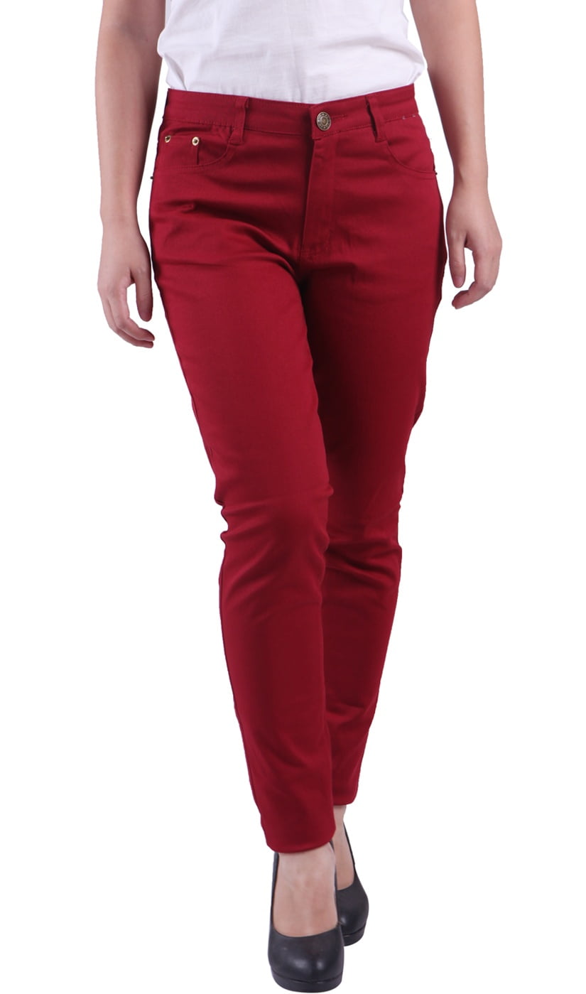 burgundy jeans