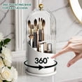 thumbnail image 3 of Makeup Brush Holder with Lid Cosmetic Tools Organizer 360 Rotating Waterproof Dustproof Make Up Brushes Storage for Vanity Bathroom Countertop, 3 of 8