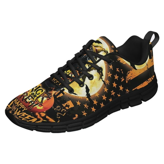 Dachshund Happy Halloween Trick Or Treat America Running Shoes Sneakers Mesh Black Size 3.5