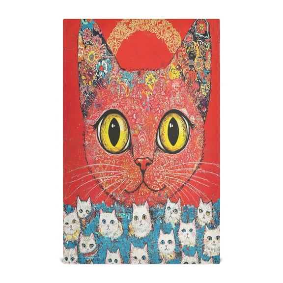 WOBOGO Graffiti Cat Kitchen Towel 1 Piece Large Cotton Dishcloth Premium Absorbency Set with Hanging Loop