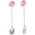 thumbnail image 1 of Coofit Dessert Spoon Stainless Steel Decorative Serving Spoon Stirring Spoon with Fork, 1 of 10