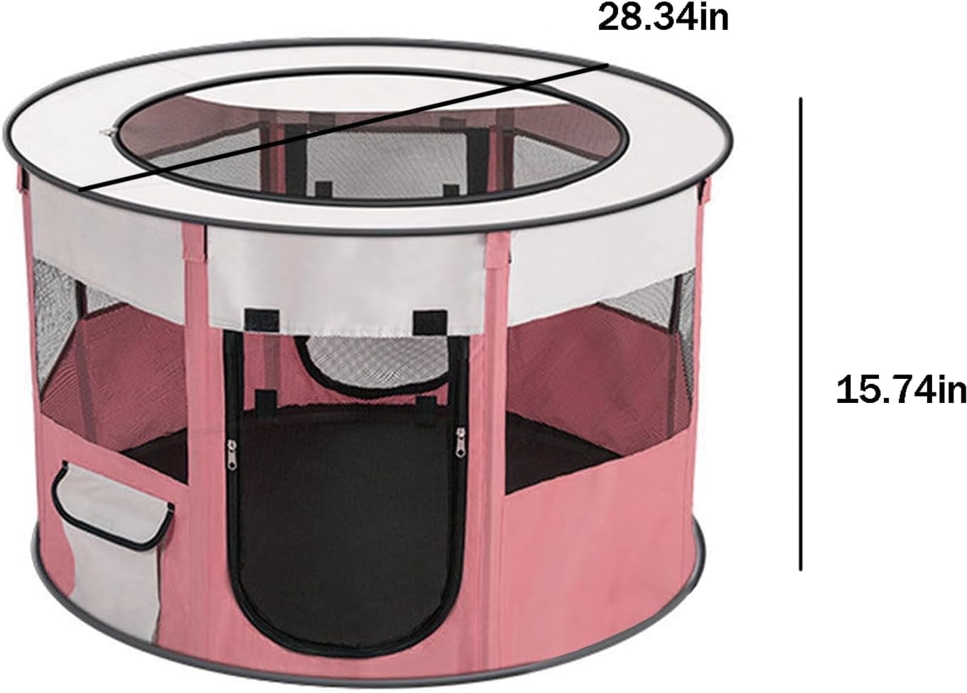 Cat Pen,Cat Cages Indoor,Portable Cat Enclosures Indoor,Foldable Dog & Cat Play Pen,Fit for Cat/Rabbit/Puppy,Ideal for Indoor,Outdoor and Camping Use,Cat House,S (Pink Round,28.34 * 28.34 * 15.74in)