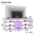 thumbnail image 5 of Bestier 63" Tall TV Stand with LED Lights, Entertainment Center for TV up to 70 inch, TV Console with Storage & Adjustable Shelves in White Carbon Fiber, 5 of 9