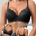 thumbnail image 4 of Kvture Women's Push Up Bra Lace Comfort Padded Plunge Underwire Bras Lift Up Black Bra 85C, 4 of 8