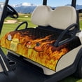 thumbnail image 3 of Psesaysky Golf Cart Seat Covers with Extra Handle, Portable Golf Seat Towel Blanket, Non-slip Back, All Seasons Fit for EZGO, Yamaha, Club Car Front Seats, Fire Pattern, 3 of 8