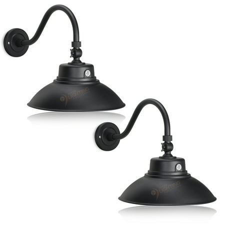 

2 Pack - 14in. Black Gooseneck Barn Light LED Fixture for Indoor/Outdoor Use - Photocell Included - Swivel Head - 42W - 3800lm - ETL Listed - Sign Lighting - 3000K (Warm White)
