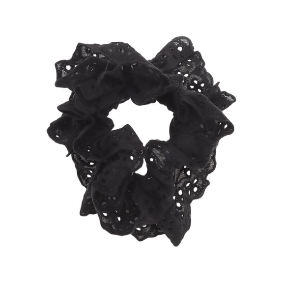 Unique Bargains 1 Pc Elegant Lace Flower Scrunchies for Home Black
