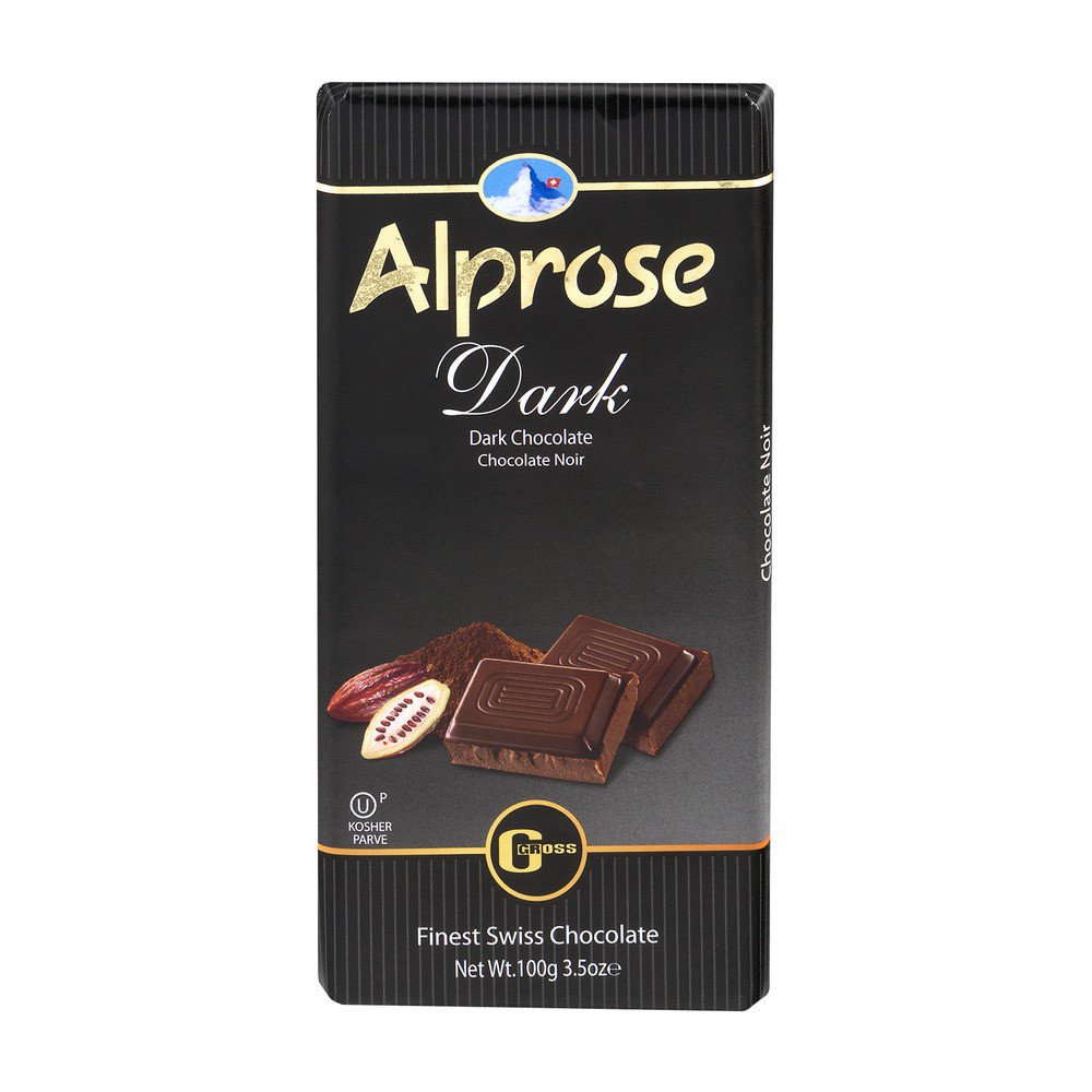 Alprose Swiss Kosher Chocolate Bar, Dark, 3.5 Oz