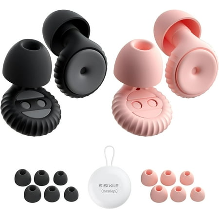 Ear Plugs For Sleeping Made Of Ultra-Comfortable Silicone With Passive Noise Reduction Technology For Noise Reduction 35 Db 8 Ear Tips In Xs/S/M/L Black+Pink