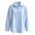 thumbnail image 4 of Sillenn Women's Plaid Button Down Collared Shirt Long Sleeve Gingham Checkered Blouse Dressy Casual Work Office Tunic Shirts Lightweight Loose Fit Boyfriend Tops Fall Going Out Outfits Light Blue S, 4 of 4
