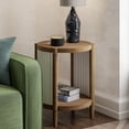 thumbnail image 6 of COZAYH Modern Farmhouse Round End Table with Solid Fir Wood Legs, Fluted White Panels Accent Side Table with Open Shelf for Living Room, Bedroom, Small Spaces, Bedside Table, White and Natural Wood, 6 of 8