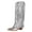 Silver, variant on Fringe Boots for Women Metallic Cowboy Boots Pointed Toe Heel Mid Calf Sparkly Cowgirl Boots